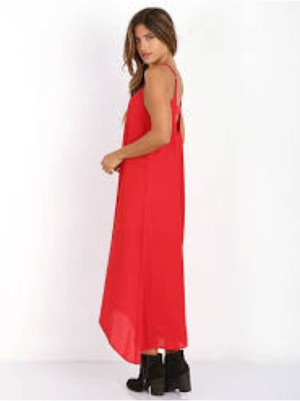 Show Me Your MuMu Red Tie-Shoulder Wide-Leg Jumpsuit